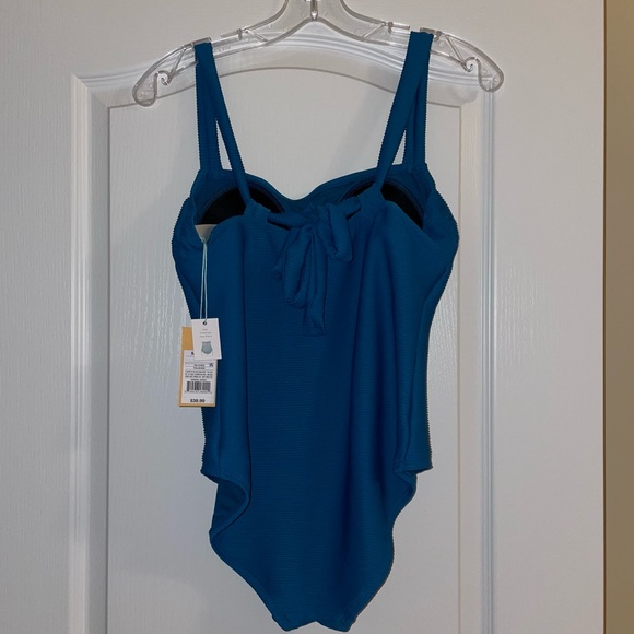 Kona Sol Women's Ribbed Square Neck Classic One Piece
Swimsuit Teal - Picture 6 of 7